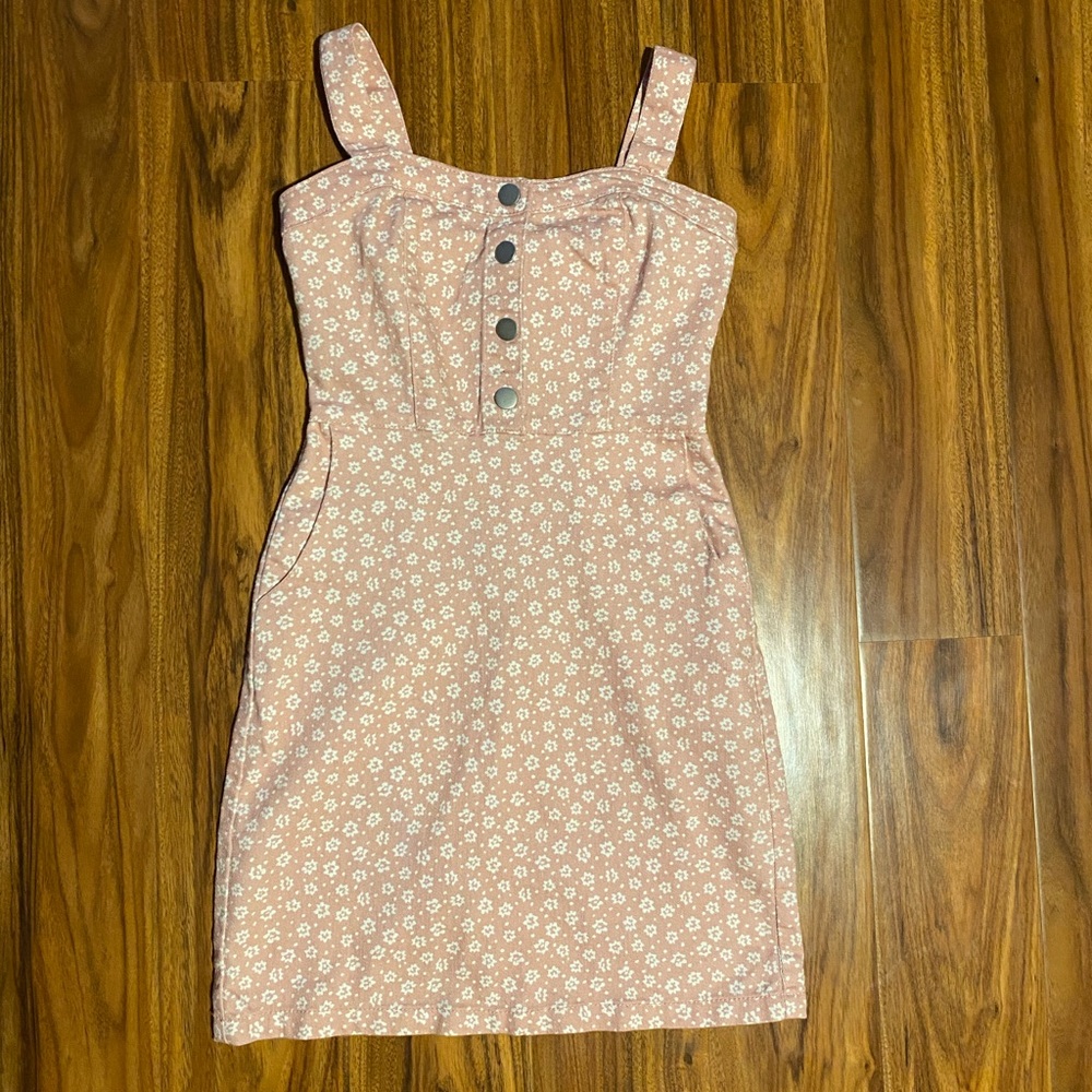 pink and white floral flowered jumper dress